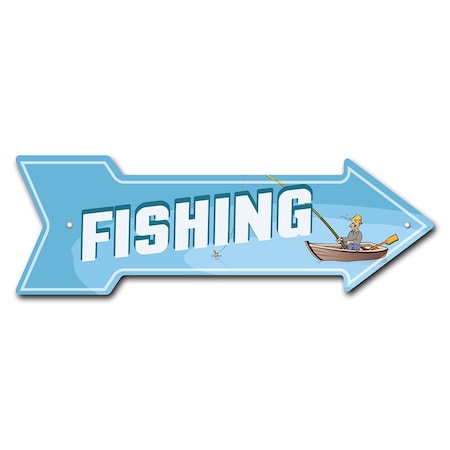 Fishing Arrow Sign Funny Home Decor 36in Wide